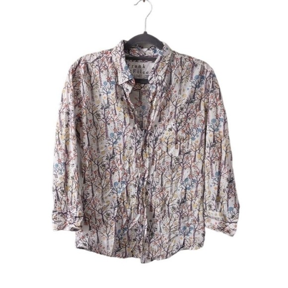 Frank & Eileen Floral Button Up Shirt Womens Small Two Ply Cotton Casual Top - Picture 1 of 5